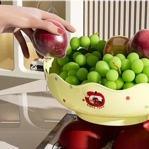 Coupe à fruits sur pied crème créative avec un design de dessin animé mignon et base rouge