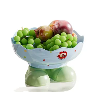 Coupe à fruits bleue créative avec base de botte verte mignonne et imprimé de pomme