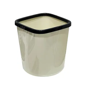 Mini poubelle de bureau crème avec rebord noir pour rangement de bureau et petits déchets