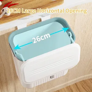 Modern wall-mounted kitchen trash can with lid featuring a 26cm wide horizontal opening