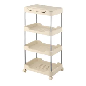 Chariot de rangement à 4 niveaux avec support pour tablette pour cuisine et bureau
