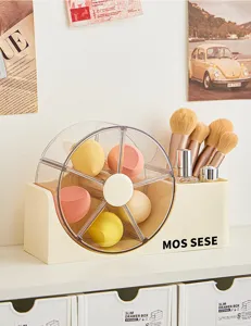Schminkorganisator im Riesenrad-Design mit drehbaren Fächern für Schwämme und Pinsel