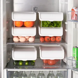 Kühlschrank Organizer Behälter Transparent Lebensmittel Aufbewahrungsbox Mit Deckel Stapelbar Küche Gemüse Obst Behälter