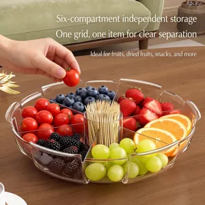 Luxuriöses transparentes unterteiltes Obsttablett für Snacks und Trockenfrüchte Aufbewahrung