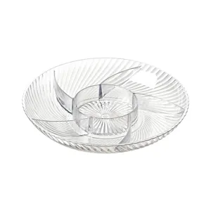 Bandeja de plástico transparente dividida para aperitivos frutas y frutos secos