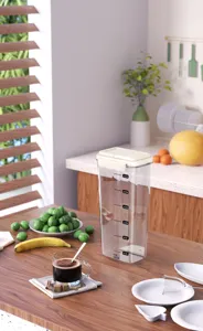 Gran bote hermético cuadrado de 2400 ml para alimentos con marcas de capacidad