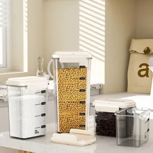 Juego de Tarros de Almacenamiento de Granos Sellados Cuadrados Caja Organizadora de Cocina Transparente Con Escala y Tapa de Cierre Hermético Contenedor de Alimentos