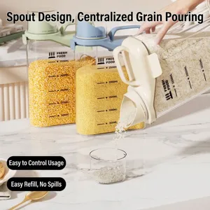 Kitchen food grade airtight storage jars for grains with 2500ml scale and spout lid