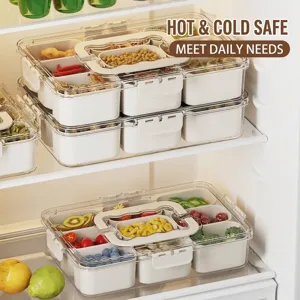 Cajas herméticas de 9 compartimentos para comida organizadas en el frigorífico