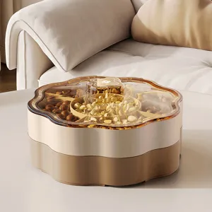 Flower Shaped Candy Box Multiple Compartments Fruit Tray With Lid Light Luxury Desktop Snack Nut Storage Home Organizer
