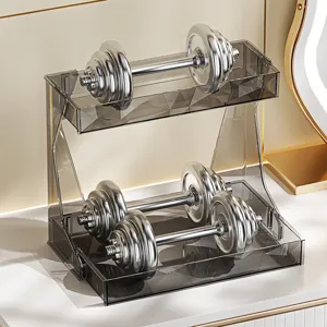 Étagère de salle de bain de luxe à 2 niveaux en PET pour cosmétiques, design robuste et spacieux.