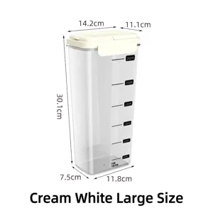 Recipiente hermético cuadrado blanco crema para almacenar cereales y arroz