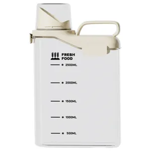 2500ML food-grade airtight storage container for kitchen grains and flour with handle