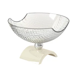Grande corbeille à fruits moderne et luxueuse en cristal avec pied pour salon décor