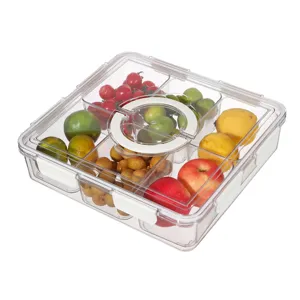Tragbare geteilte transparente Lebensmittelbox mit Deckel und Griff zur Obstaufbewahrung