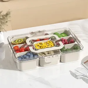 Caja de almacenamiento de alimentos transparente con 9 compartimentos