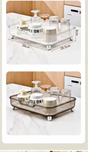 Transparent and grey rectangular drainage trays with dimensions 38x28.5x9cm on countertop
