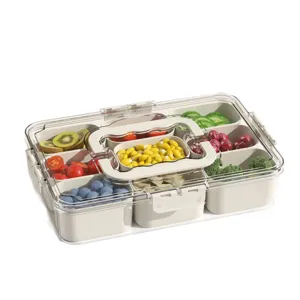 Caja de snacks transparente con 9 compartimentos y asa para frutas y ensaladas