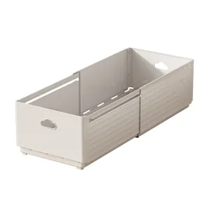Expandable telescopic rectangular storage box with cloud handles for drawer organizer