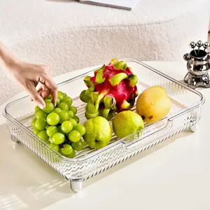 Luxury transparent wave-textured drainage tray for home kitchen and desktop storage
