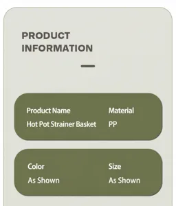 Detailed information card showing hot pot platter material and specifications
