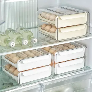 Double Layer Drawer Type Egg Storage Box Transparent Refrigerator Organizer Fresh Keeping Container Kitchen Egg Holder Tray Case