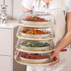 Cubierta Transparente De Plástico Moderna Para Alimentos Aislamiento Antipolvo Platos Apilables Escudo De Protección Térmica Mesa Hogar Cocina