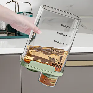 Transparent airtight food storage container with capacity scale for rice and grains