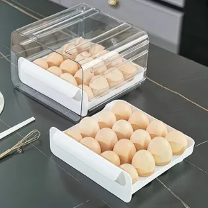 Caja de almacenamiento de huevos transparente de dos capas para la nevera y la cocina
