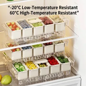 Organizadores apilables de nevera para fruta y ensalada con resistencia a la temperatura