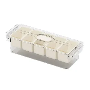 Caja de almacenamiento de plástico para frutas y ensaladas con 5 compartimentos internos
