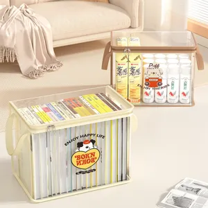 Thickened clear PVC cartoon storage bags for textbook and snacks organizer box