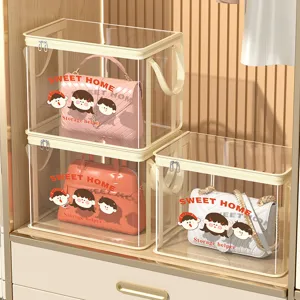 Foldable PVC transparent dustproof storage box with cute cartoon character pattern