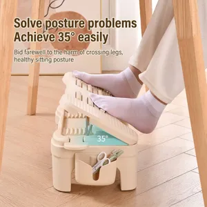Ergonomic adjustable office footstool with 35-degree tilt for healthy sitting posture