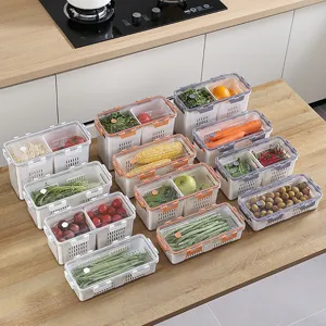 Food-grade drainable storage containers for refrigerator organization and fresh storage