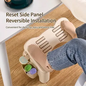 Ergonomic elevated non-slip office footrest with massage rollers and storage compartment
