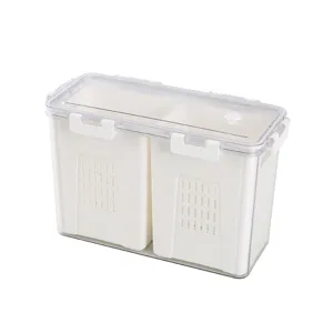Food-grade refrigerator storage box with dual drainage baskets and airtight sealing lid