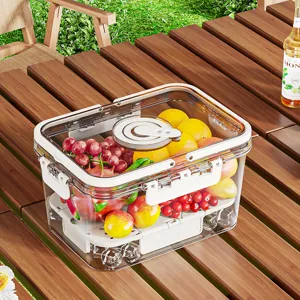 Grande boîte de conservation transparente portable pour camping en plein air à deux couches