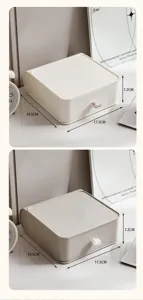 Detailansicht der stapelbaren Schreibtisch-Schubladenbox, Maße 19,5x17,5x7,2cm