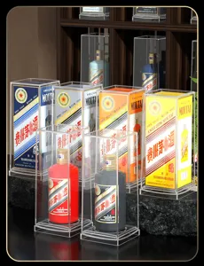 Transparente Acryl-Displaybox zum Schutz von Spirituosenflaschen