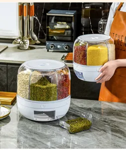 Distributeur rotatif de grains multi-compartiments pour stockage de cuisine scellé