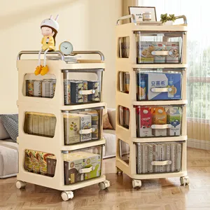 Modern Minimalist Rolling Storage Cart With Transparent Drawers Mobile Drawer Type Storage Cabinet For Snack Toy Organizer Home Furniture Organizer