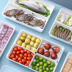 Contenedores de almacenamiento de plástico multicapa con tapas para organizar la nevera