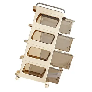 4-tier minimalist mobile storage cart featuring translucent drawers and wheels