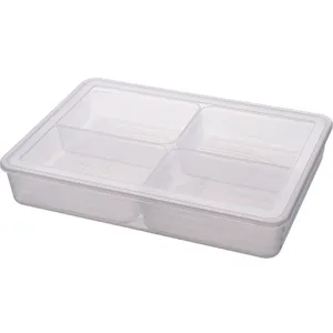 4-compartment transparent food storage box with lid for refrigerator organization