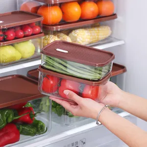 Transparente PET-Kühlschrankbehälter mit braunen belüfteten Deckeln für Obst und Gemüse