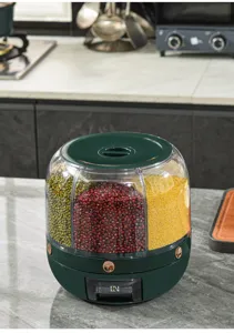 Distributeur de grains rotatif avec compartiments pour le riz et diverses légumineuses
