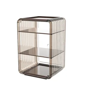 Elegant brown transparent dust-proof cup storage rack for office and kitchen desktop