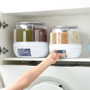 Distributeur rotatif de céréales à compartiments et seau à riz résistant à l'humidité