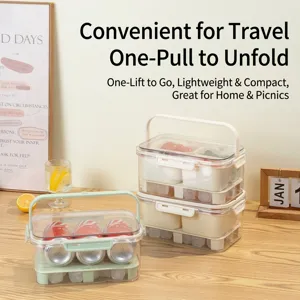 Large portable airtight food storage box with handle and drainage tray for picnic